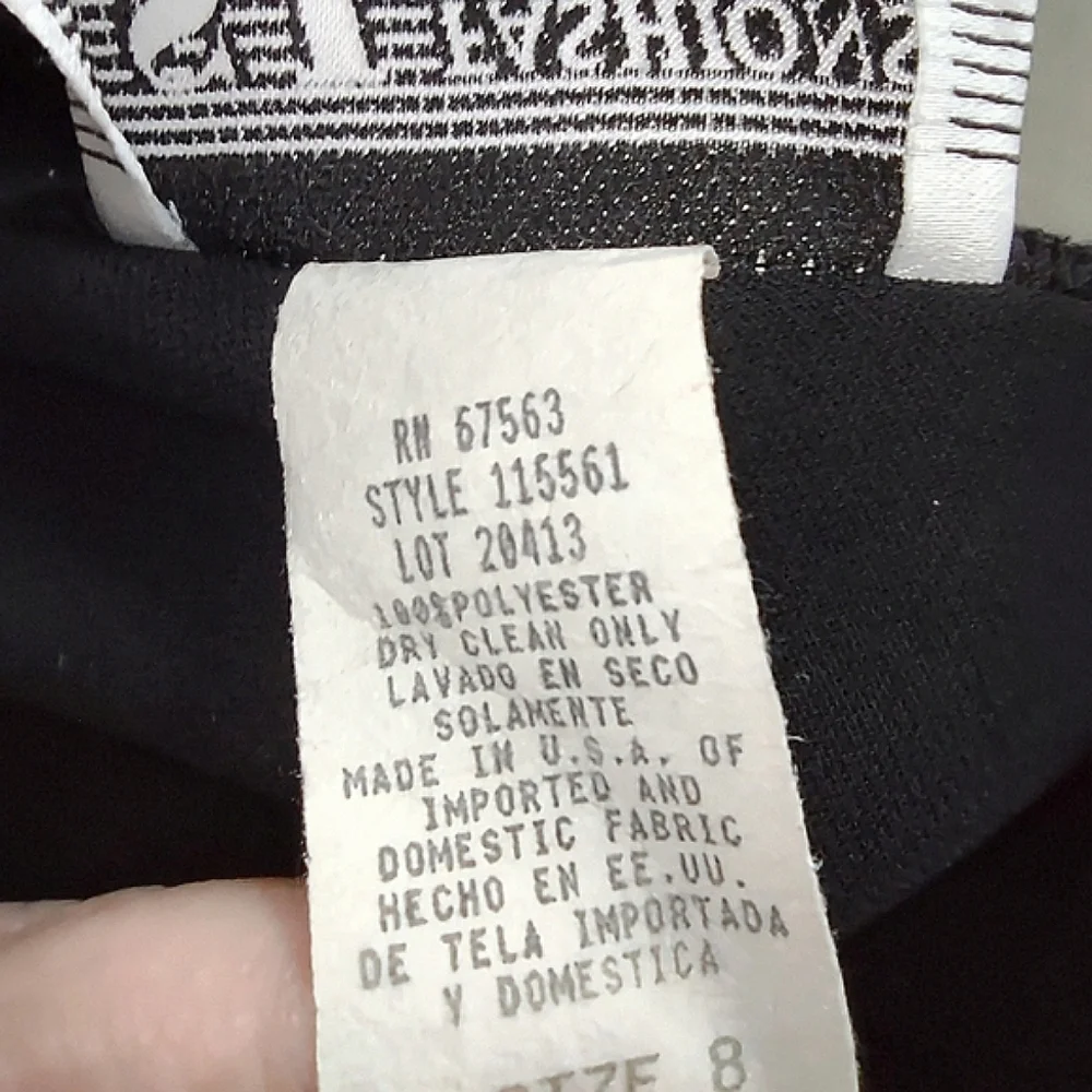 Vintage S.L. Fashions Black Cap Sleeve Dress Size 8 - Picture 8 of 9